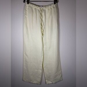 Mango Alada Yellow Drawstring Elastic Waist Linen Trouser Pants Small NEW